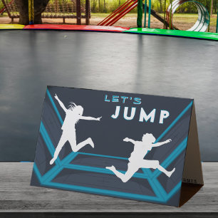Trampoline Park Let's Jump Blue Birthday Party Thank You Card
