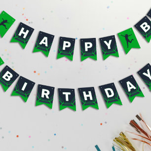 Trampoline Park Let's Jump Green Birthday Party Bunting