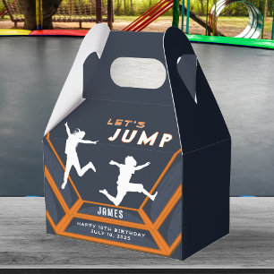 Trampoline Park Let's Jump Orange Birthday Party Favour Box
