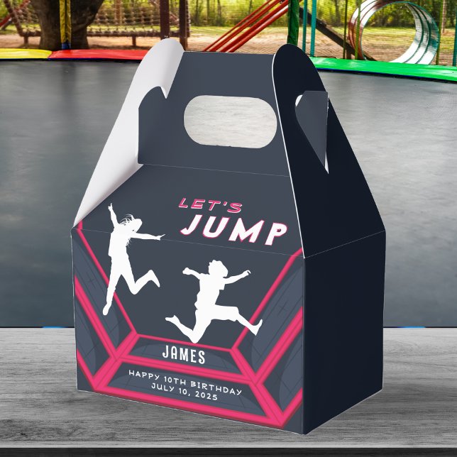 Trampoline Park Let's Jump Red Birthday Party Favour Box (Trampoline Park Let's Jump Birthday Party Favor Boxes)