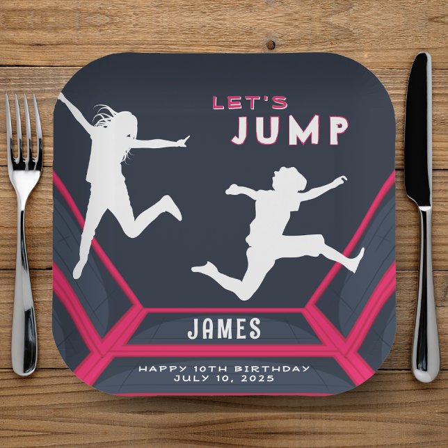 Trampoline Park Let's Jump Red Birthday Party Paper Plate (Trampoline Park Let's Jump Red Birthday Party Paper Plates
)