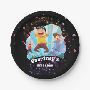 Trampoline Party Jump Kids Birthday Stars Paper Plate
