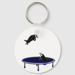 trampolining badgers key ring