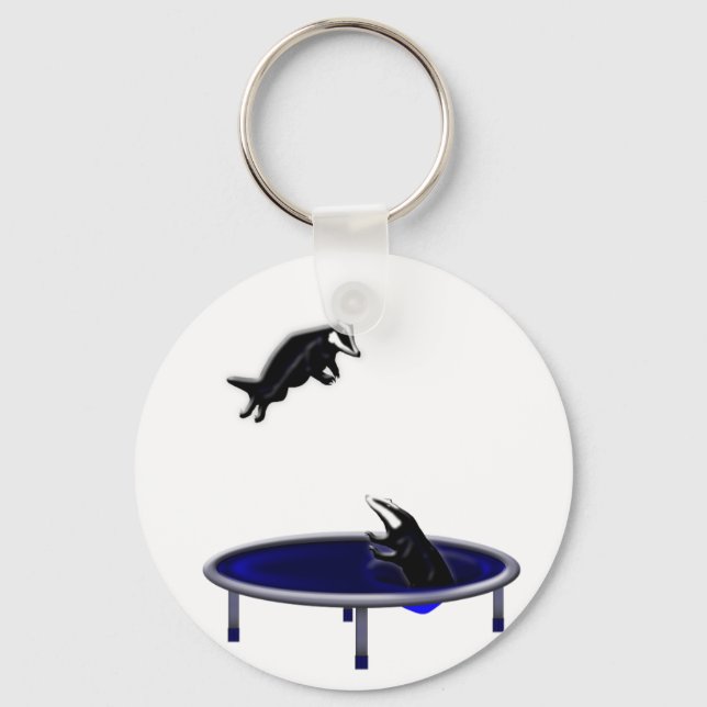trampolining badgers key ring (Front)