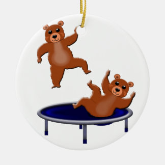 trampolining bears ceramic tree decoration