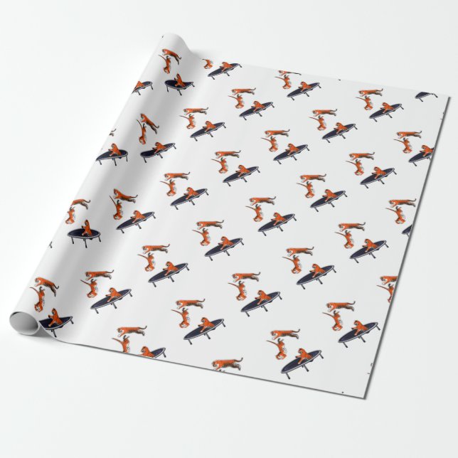 trampolining tiger wrapping paper (Unrolled)