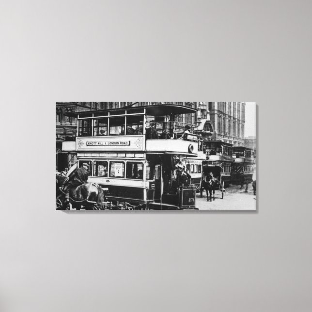 Trams in Manchester, c.1900 Canvas Print (Front)