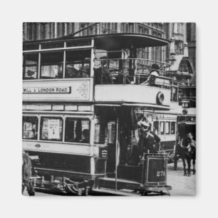 Trams in Manchester, c.1900 Magnet
