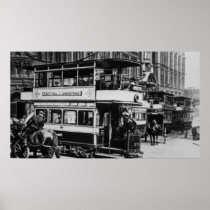 Trams in Manchester, c.1900 Poster