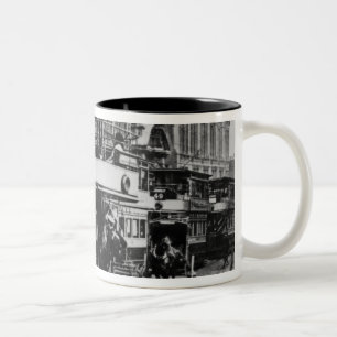 Trams in Manchester, c.1900 Two-Tone Coffee Mug