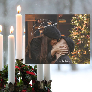 Trandy Christmas romantic couple photo Postcard