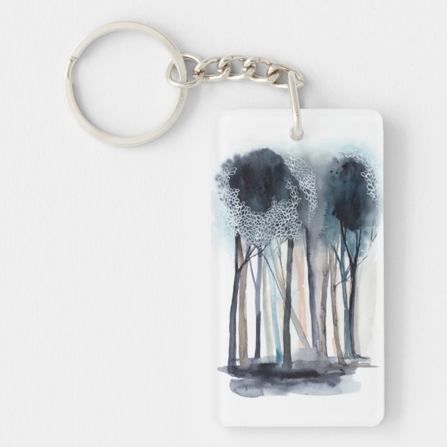 Tranquil Abstract Trees Key Ring (Front)