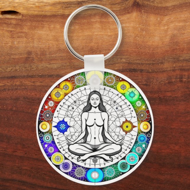Tranquil and Serene Peaceful Meditation Key Ring (Front)