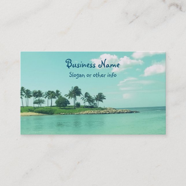 Tranquil and Serene Turquoise Beach in Hawaii Business Card (Front)