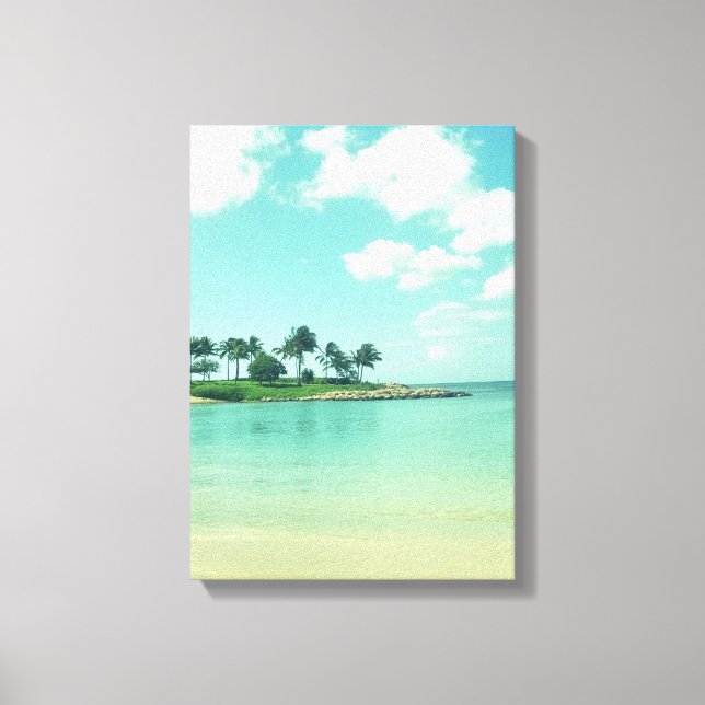 Tranquil and Serene Turquoise Beach in Hawaii Canvas Print (Front)