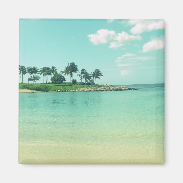 Tranquil and Serene Turquoise Beach in Hawaii Magnet (Front)