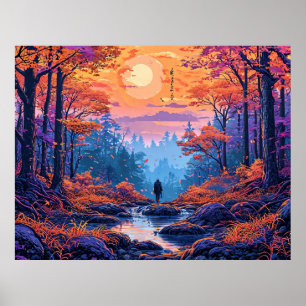 Tranquil Autumn Landscape with Vibrant Foliage Poster