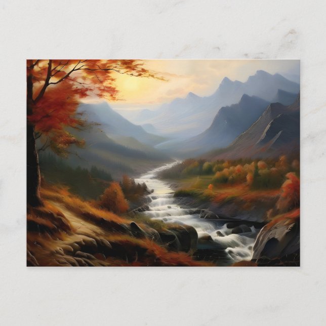 Tranquil Autumn Mountain Stream  Postcard (Front)