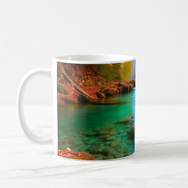 Tranquil Autumn River Landscape  Coffee Mug (Left)