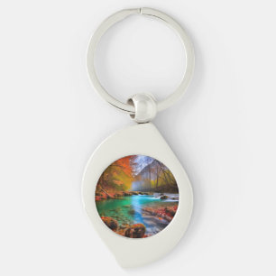 Tranquil Autumn River Landscape  Key Ring