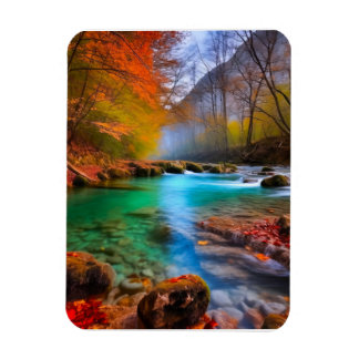 Tranquil Autumn River Landscape  Magnet