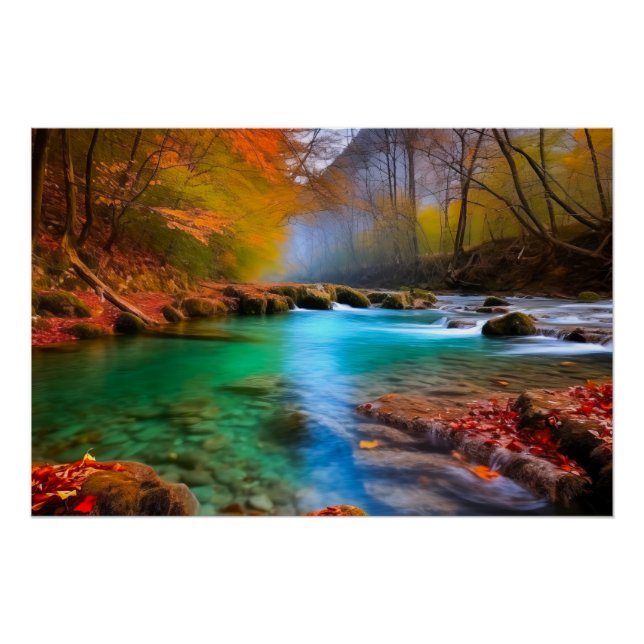 Tranquil Autumn River Landscape  Poster (Front)