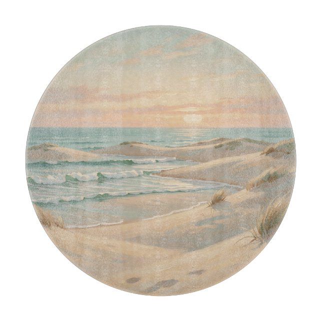 Tranquil Beach Sunset Dunes Ocean Waves Coastal  Cutting Board (Front)