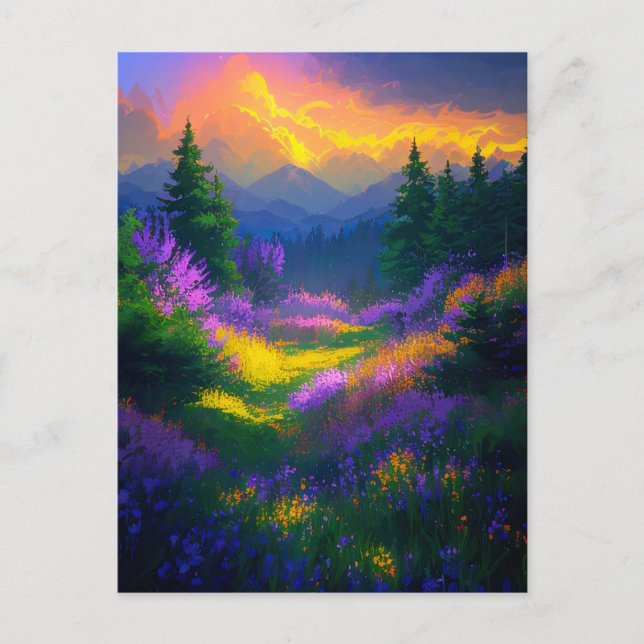 Tranquil Beauty of the Colourful Valley at Evening Postcard (Front)