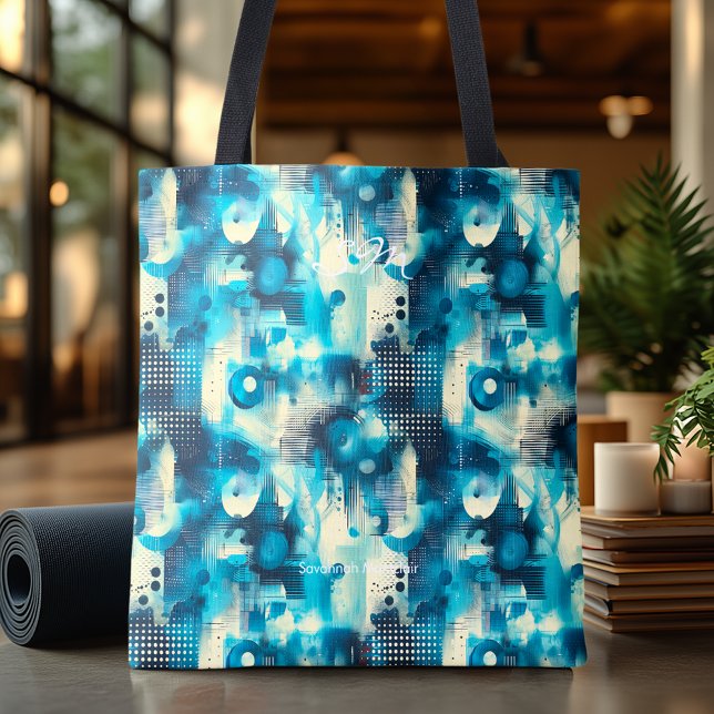 Tranquil Blue Abstract Personalised Tote Bag (Creator Uploaded)
