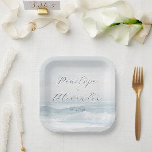 Tranquil Blue Beach Waves Paper Plate