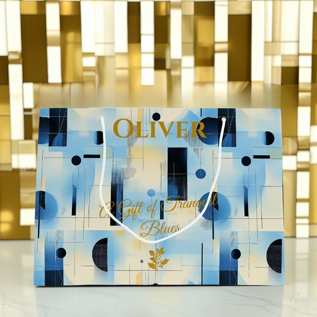 Tranquil Blue Geometric Contemporary Gift Bag (Creator Uploaded)
