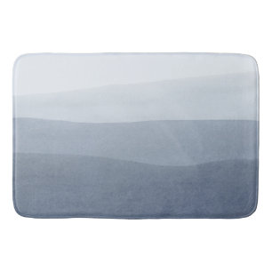 Tranquil Blue-Grey Abstract Landscape Bath Mat