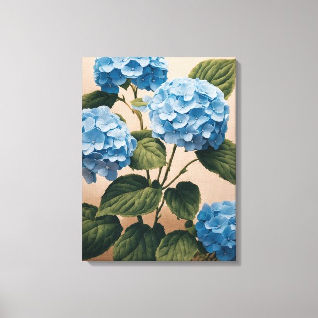  Tranquil Blue Hydrangeas Painting Canvas Print (Front)