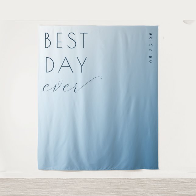 Tranquil Blue Minimalist Celebration Sign Tapestry (Front)