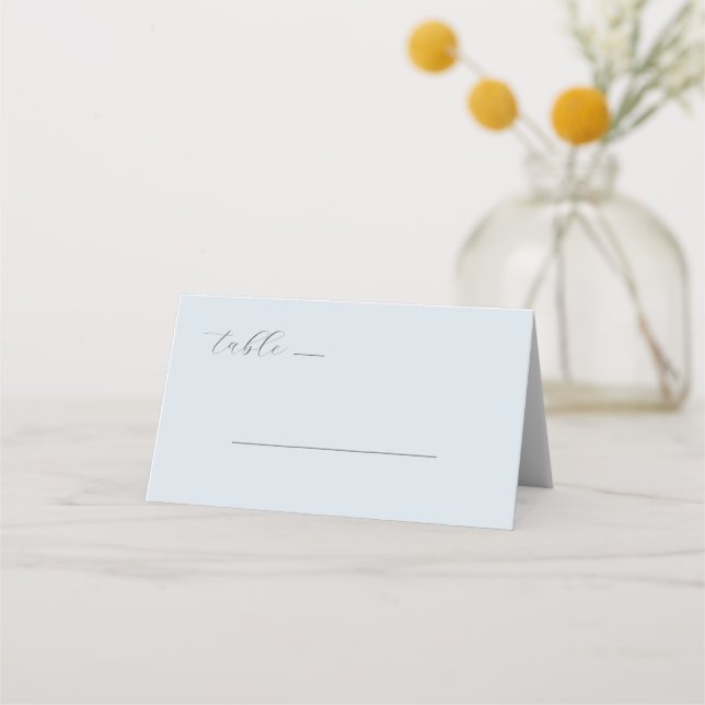 Tranquil Blue Minimalist Line Place Card (Front)