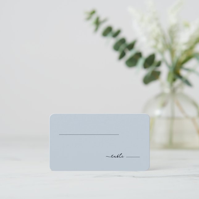 Tranquil Blue Minimalist Table Sign Place Card (Standing Front)