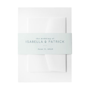 Tranquil Blue Minimalist Wedding Invitation Belly Band