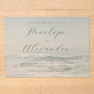 Tranquil Blue Ocean Waves Acrylic Invitations