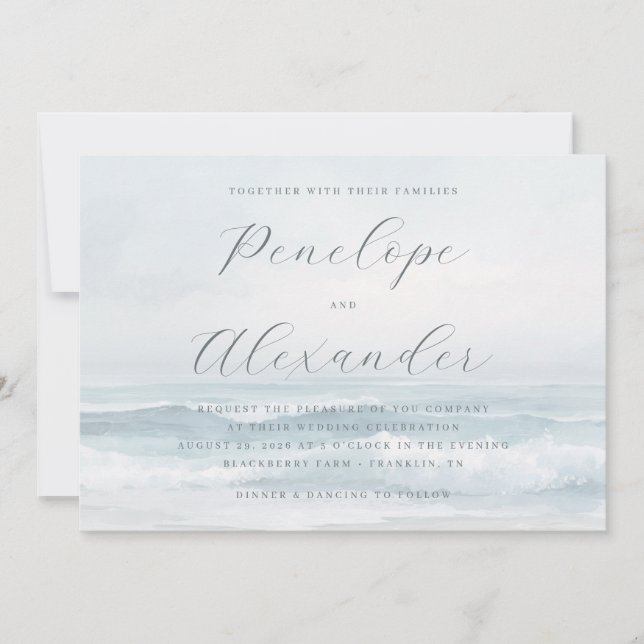 Tranquil Blue Ocean Waves Invitation (Front)