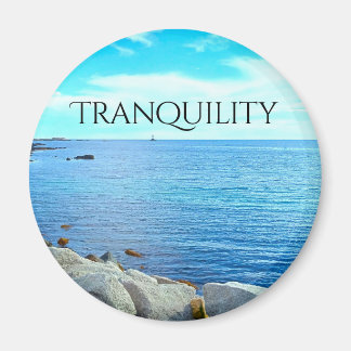 Tranquil Blue Sea Photo with Azure Sky Magnet