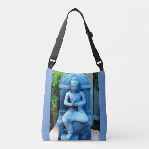 tranquil blue stone garden Buddha Crossbody Bag