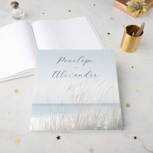 Tranquil Blue Watercolor Beach Scene Guest Book