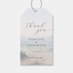 Tranquil Blue Watercolor Daisies Gift Tags