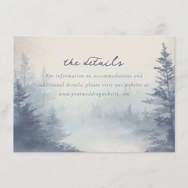 Tranquil Blue Watercolor Forest Scene Enclosure Card (Front)
