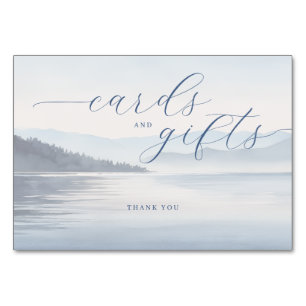 Tranquil Blue Watercolor Landscape Table Number
