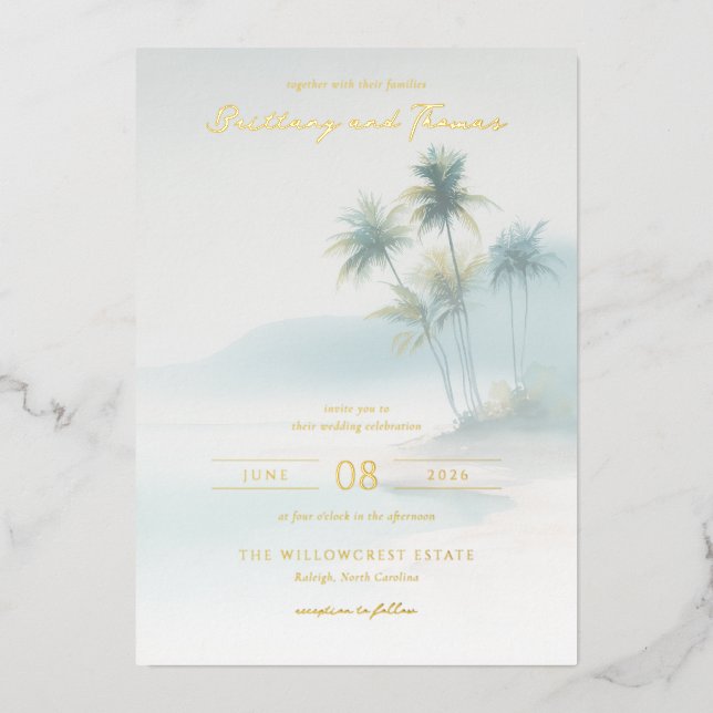 Tranquil Blue Watercolor Palm Trees (Front)