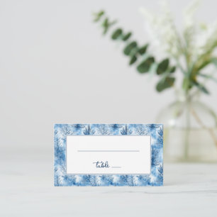Tranquil Blue Watercolor Pine Trees Place Card