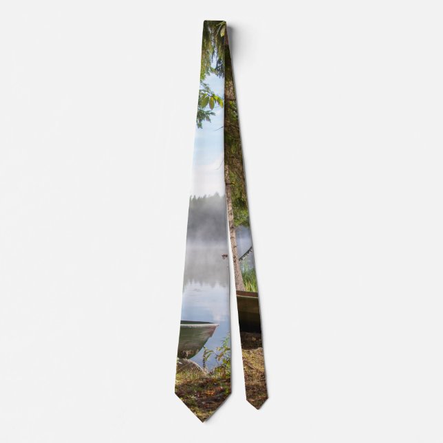 Tranquil boat by the lake scene tie (Front)