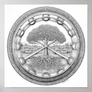 Tranquil Botanical Mandala: Hydroponic Helix Poster