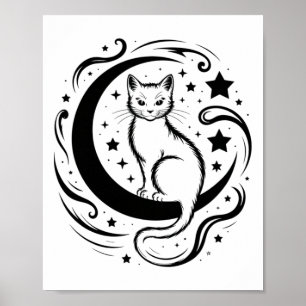 Tranquil Cat Lotus Flower Yoga Mindfulness Tee Poster